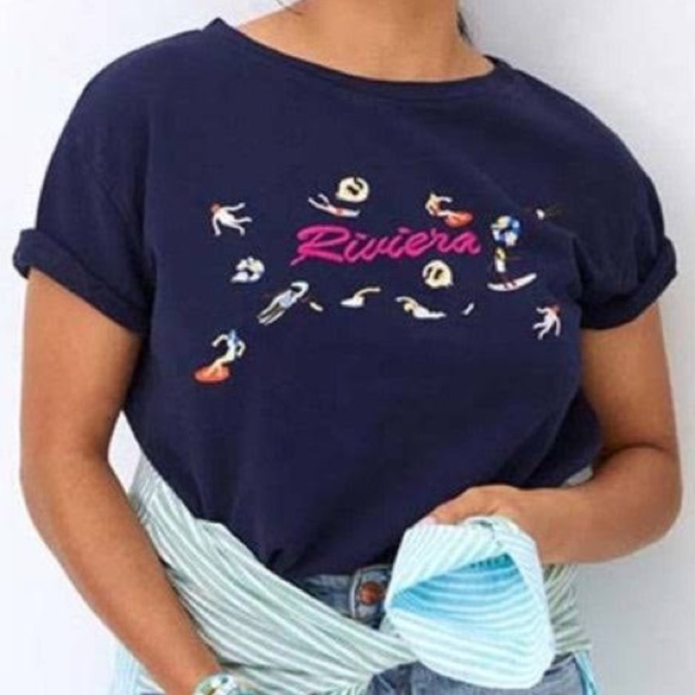 Anthropologie Maeve Riviera Embroidered Tee NWT - Picture 12 of 14